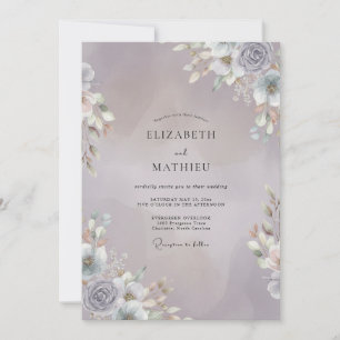 Mauve Silver Sprig Eucalyptus Wedding Invitation