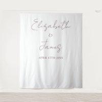Mauve Simple Elegant Script Wedding Photo Backdrop