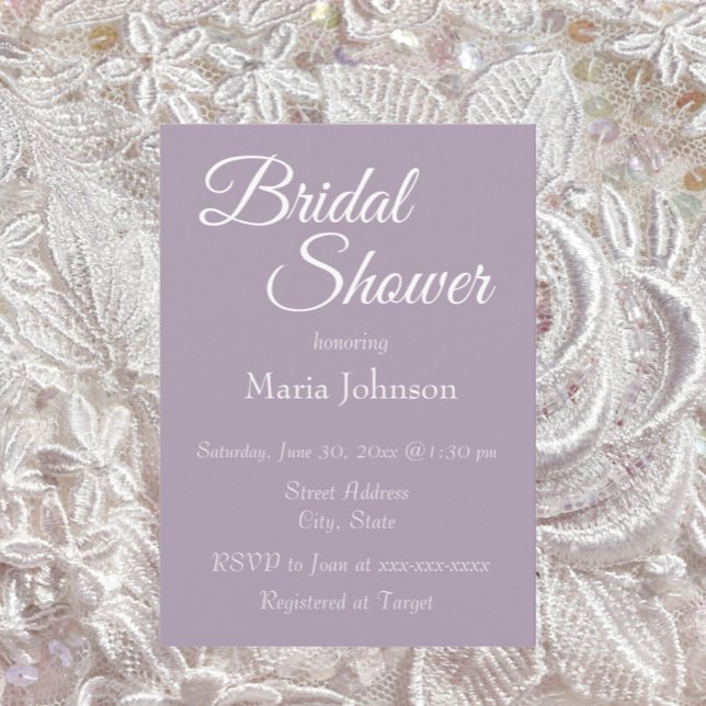 Mauve Simple Style Bridal Shower Invitation (In Situ Wedding)