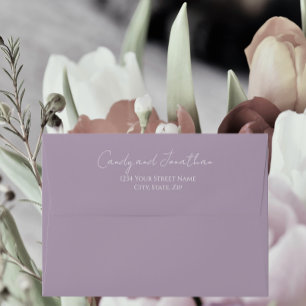 Mauve Simple Style Modern Script Wedding Envelope