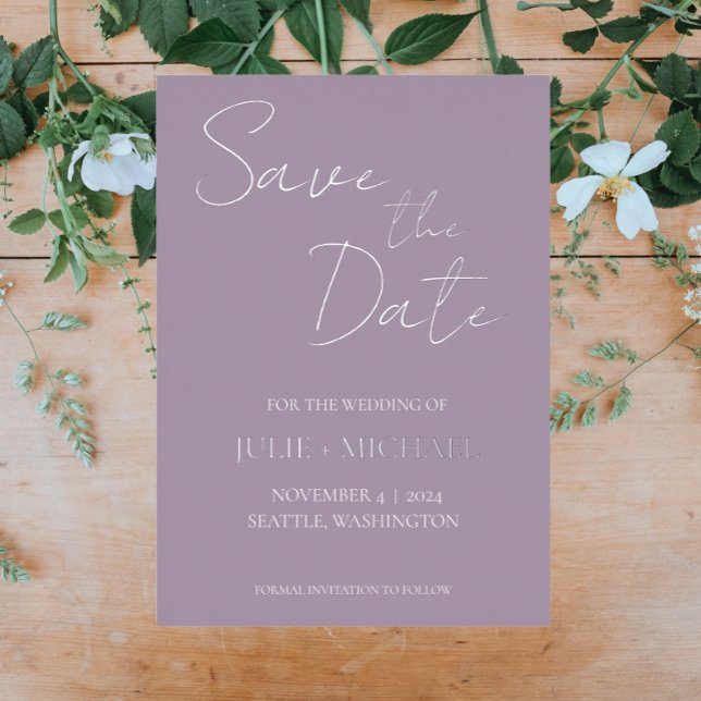 Mauve Simple Style Wedding Save the Date (In Situ Wedding)