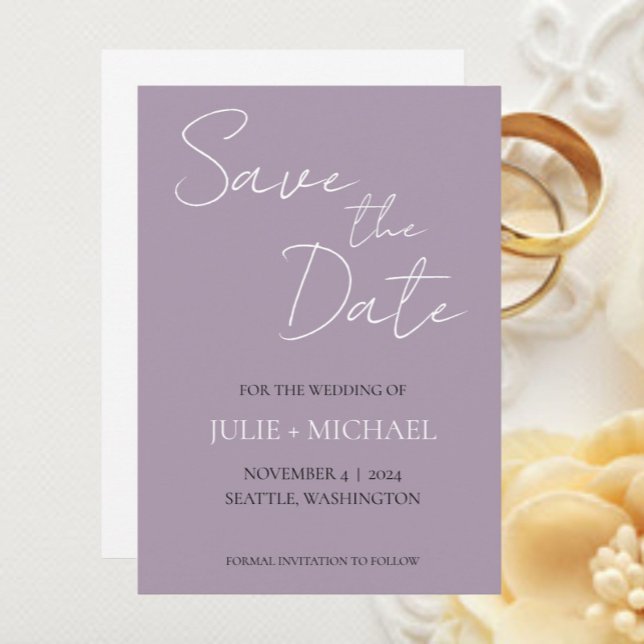 Mauve Simple Style Wedding Save The Date (In Situ Wedding)