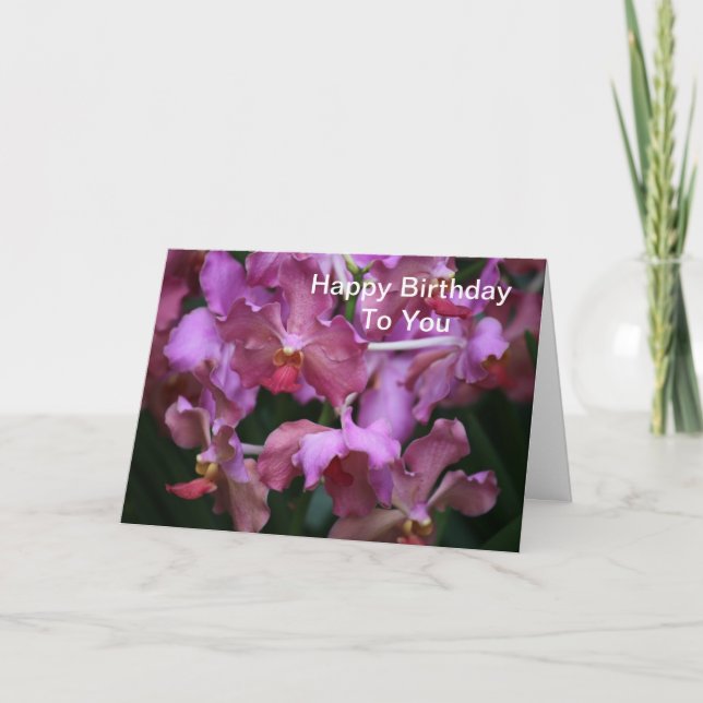 Mauve Singapore Orchid Birthday Card (Front)