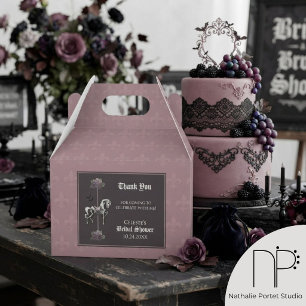 Mauve Skeleton Horse Fleur de Lis Favour Box
