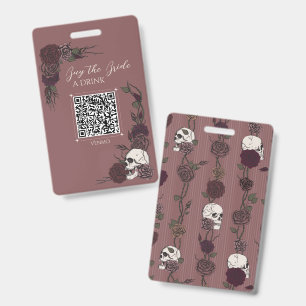 Mauve Skull Buy the Bride a Drink QR ID Badge