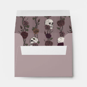 Mauve Skull Rose Pre-Printed Address RSVP Envelope