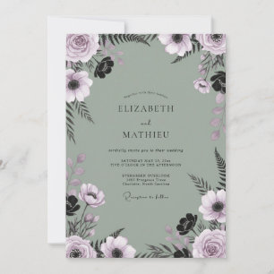 Mauve Slate Fern Wedding Invitation