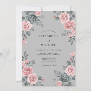 Mauve Slate Petal Wedding Invitation