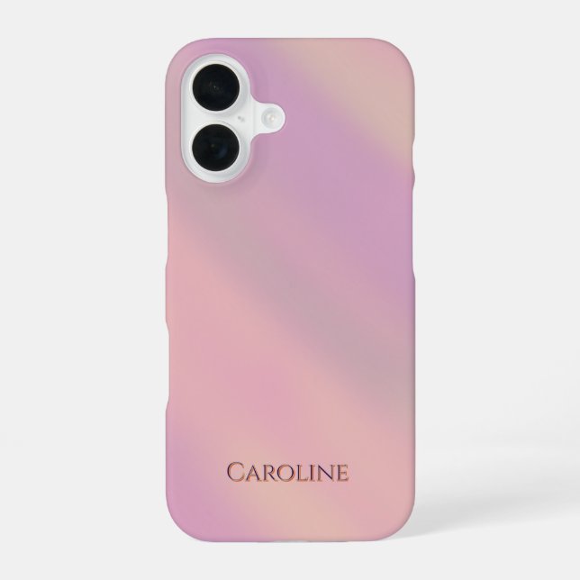 Mauve Soft Blush Pink Custom Name  iPhone 16 Case (Back)
