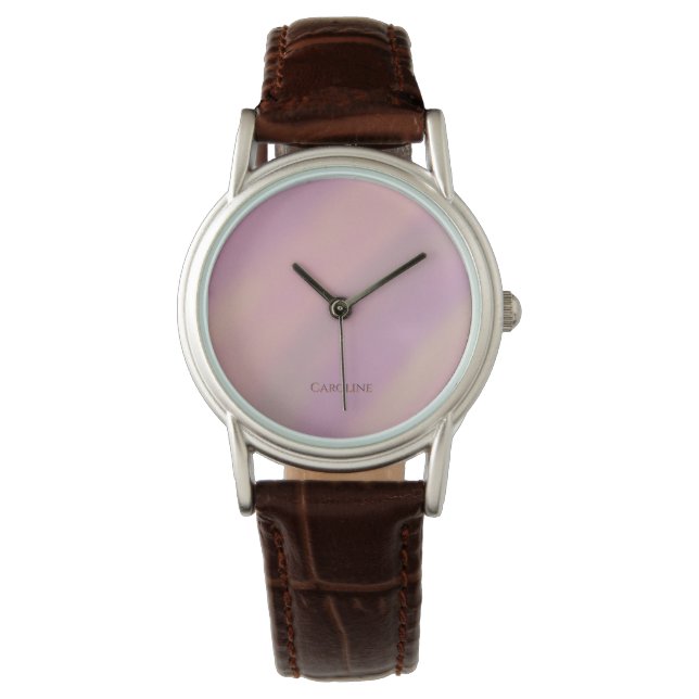 Mauve Soft Blush Pink Custom Name  Watch (Front)
