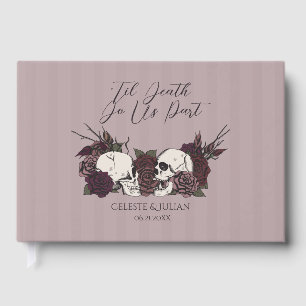 Mauve Soft Gothic Skulls & Roses Wedding Photo Guest Book