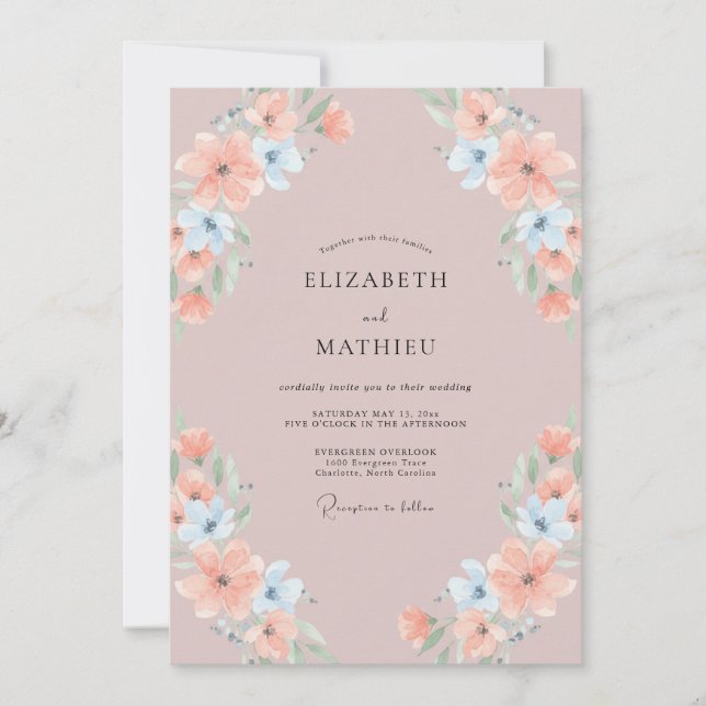 Mauve Soft Pastel Wedding Invitation (Front)