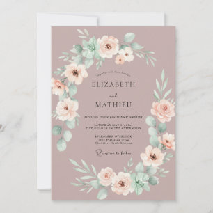 Mauve Soft Watercolor Romantic Wedding Invitation