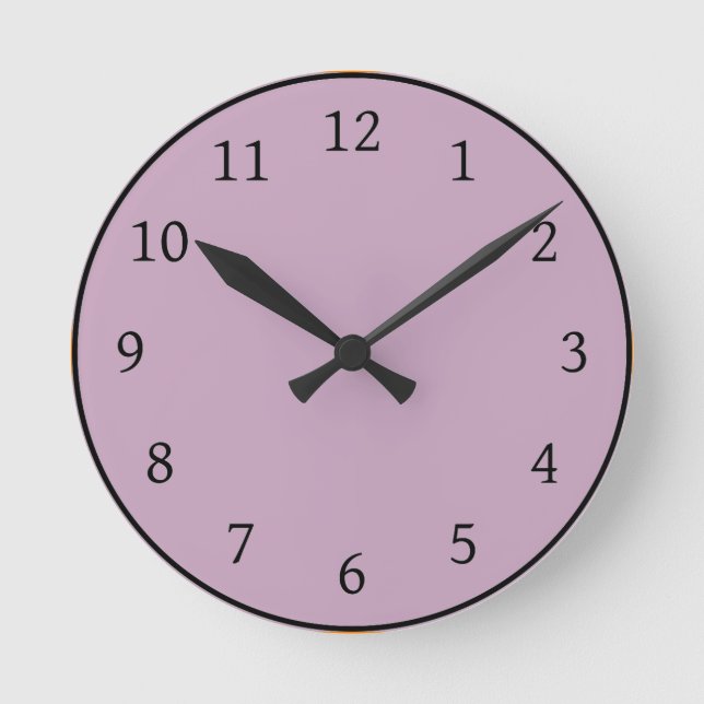 Mauve Solid Color Round Clock (Front)