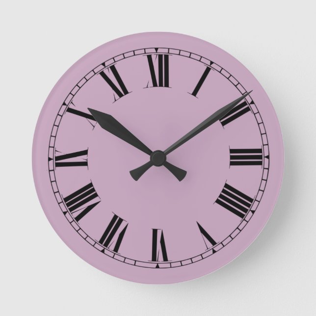 Mauve Solid Colour Round Clock (Front)