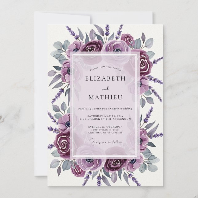 Mauve Sophisticated Spring Wedding Invitation (Front)
