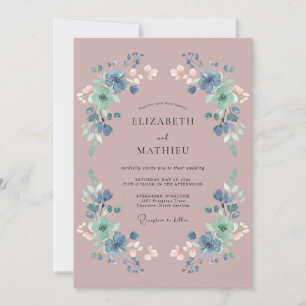 Mauve Steel Wildflower Wedding Invitation