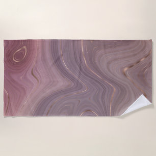 Mauve Strata   Dusty Pink and Rose Gold Agate Beach Towel