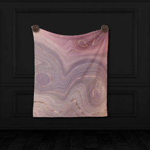 Mauve Strata   Dusty Pink and Rose Gold Agate Fleece Blanket