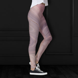 Mauve Strata   Dusty Pink and Rose Gold Agate Leggings
