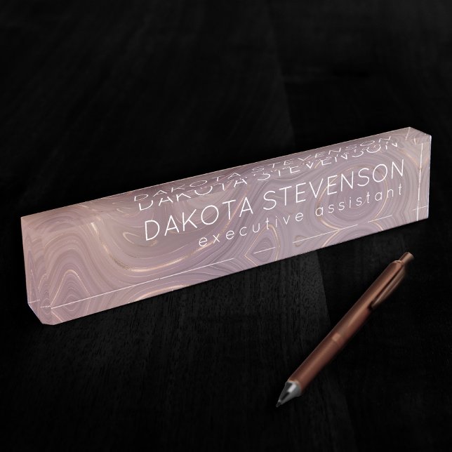 Mauve Strata | Dusty Pink and Rose Gold Agate Nameplate (Creator Uploaded)