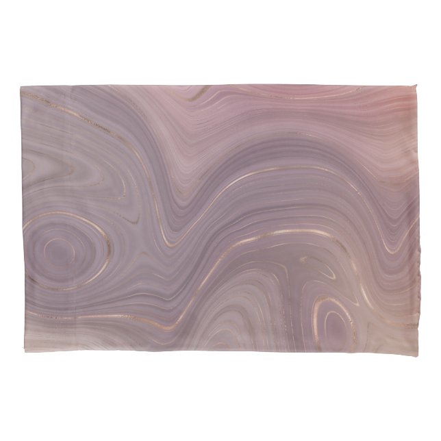 Mauve Strata | Dusty Pink and Rose Gold Agate Pillowcase (Front)