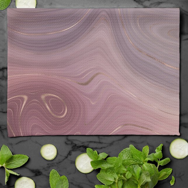 Mauve Strata | Dusty Pink and Rose Gold Agate Tea Towel (Creator Uploaded)