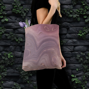 Mauve Strata   Dusty Pink and Rose Gold Agate Tote Bag