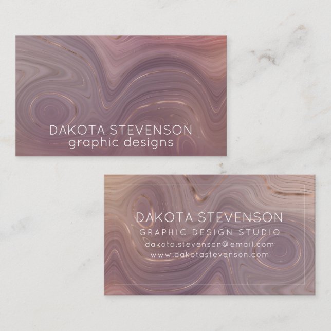 Mauve Strata | Dusty Pink Rose Gold Agate Business Card (Front/Back)