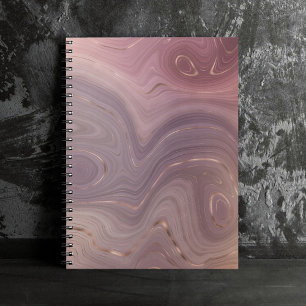 Mauve Strata   Dusty Pink Rose Gold Grey Agate Notebook