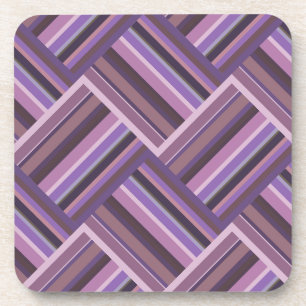 Mauve stripes diagonal weave pattern coaster