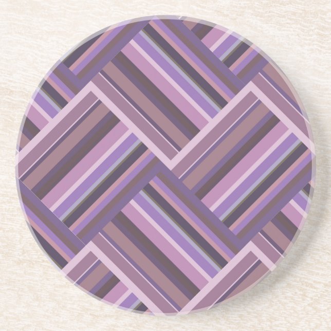 Mauve stripes diagonal weave pattern coaster (Front)