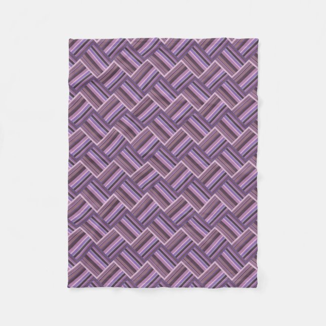 Mauve stripes diagonal weave pattern fleece blanket (Front)