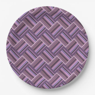 Mauve stripes diagonal weave pattern paper plate