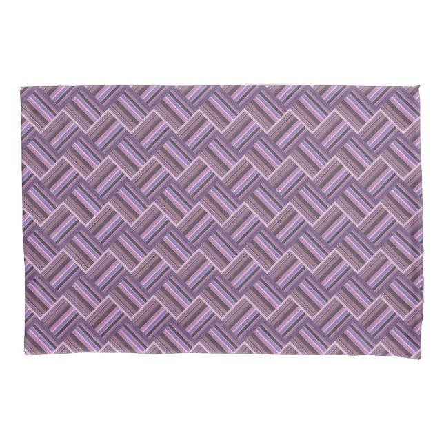 Mauve stripes diagonal weave pattern pillowcase (Front)