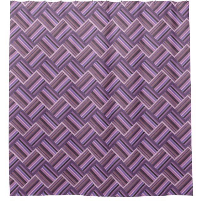 Mauve stripes diagonal weave pattern shower curtain (Front)