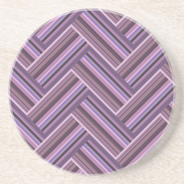 Mauve stripes double weave pattern coaster (Front)