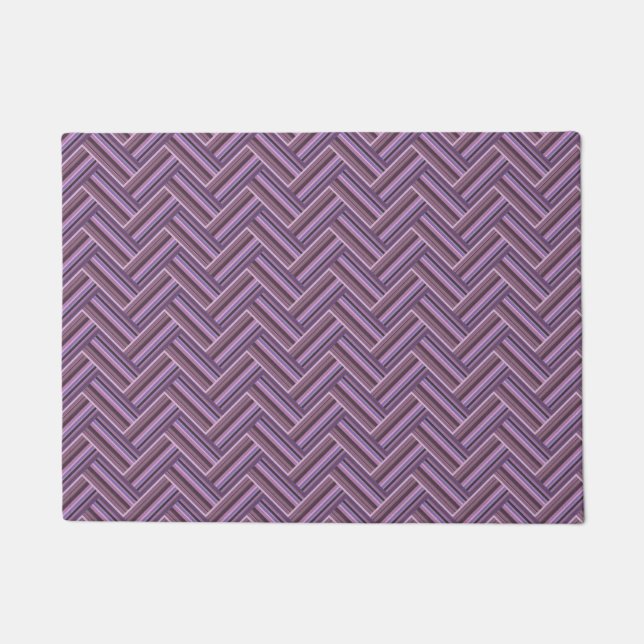 Mauve stripes double weave pattern doormat (Front)