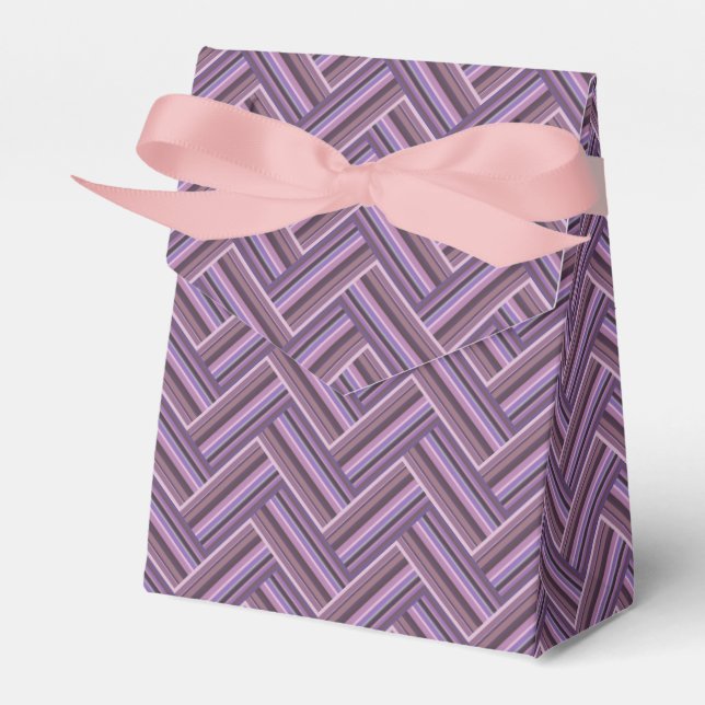 Mauve stripes double weave pattern favour box (Front Side)