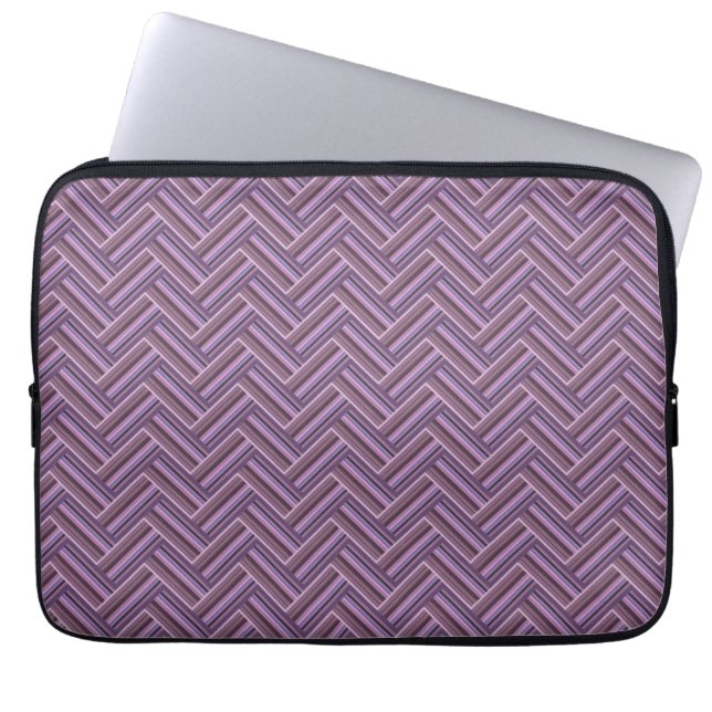 Mauve stripes double weave pattern laptop sleeve (Front)