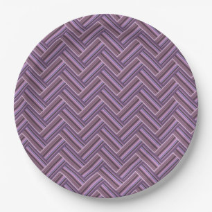Mauve stripes double weave pattern paper plate