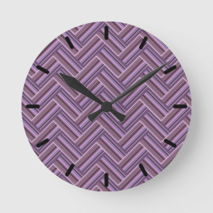 Mauve stripes double weave pattern round clock
