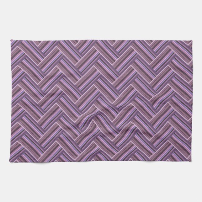 Mauve stripes double weave pattern tea towel (Horizontal)