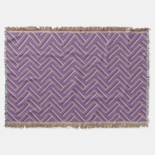 Mauve stripes double weave pattern throw blanket