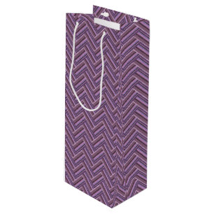 Mauve stripes double weave pattern wine gift bag