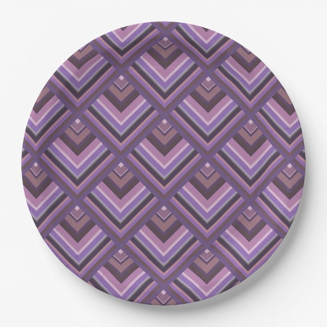 Mauve stripes scale pattern paper plate (Front)
