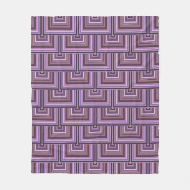 Mauve stripes square scales pattern fleece blanket (Front)