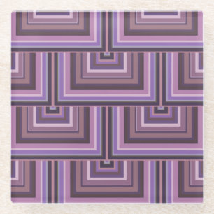 Mauve stripes square scales pattern glass coaster