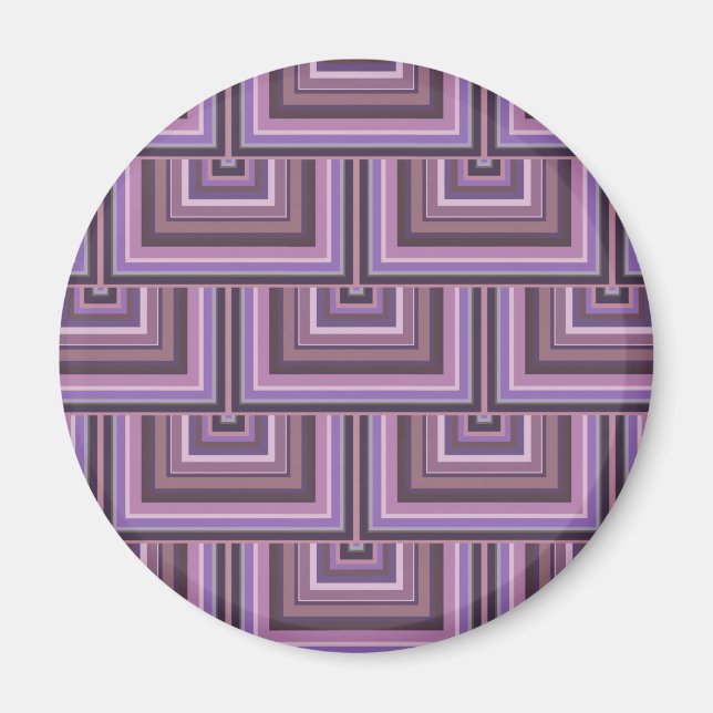 Mauve stripes square scales pattern magnet (Front)