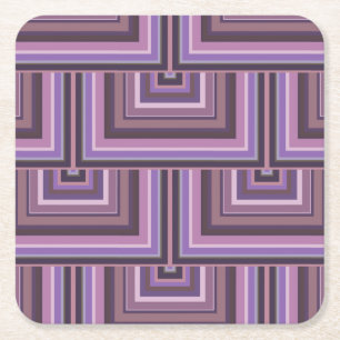 Mauve stripes square scales pattern paper coaster